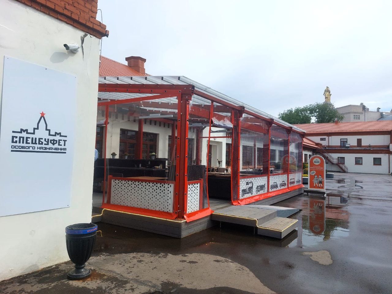 ПВХ шторы для летней террасы кафе в Строителе